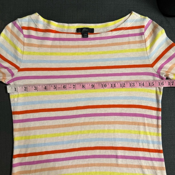J. Crew Striped Boat Neck 3/4 Sleeve Top in Pink/Multicolor Size XXS - Picture 9 of 11